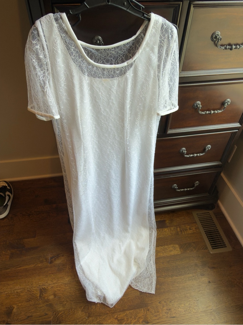 White Lace Overlay Maxi Dress